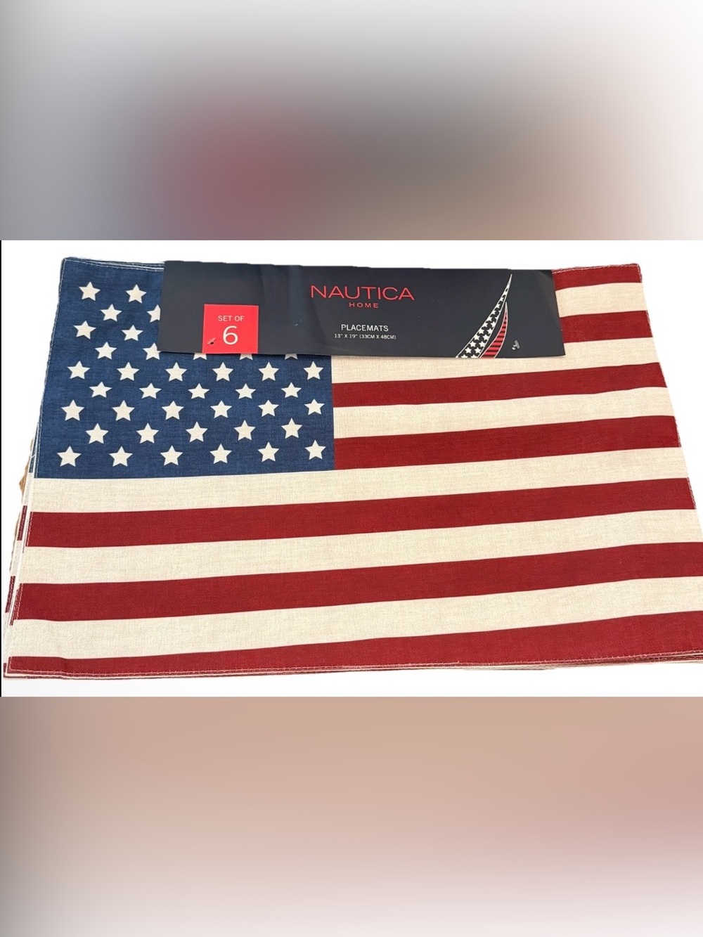 Nautica American Flag Placemats - Red, White, Blue set of 6 NWT